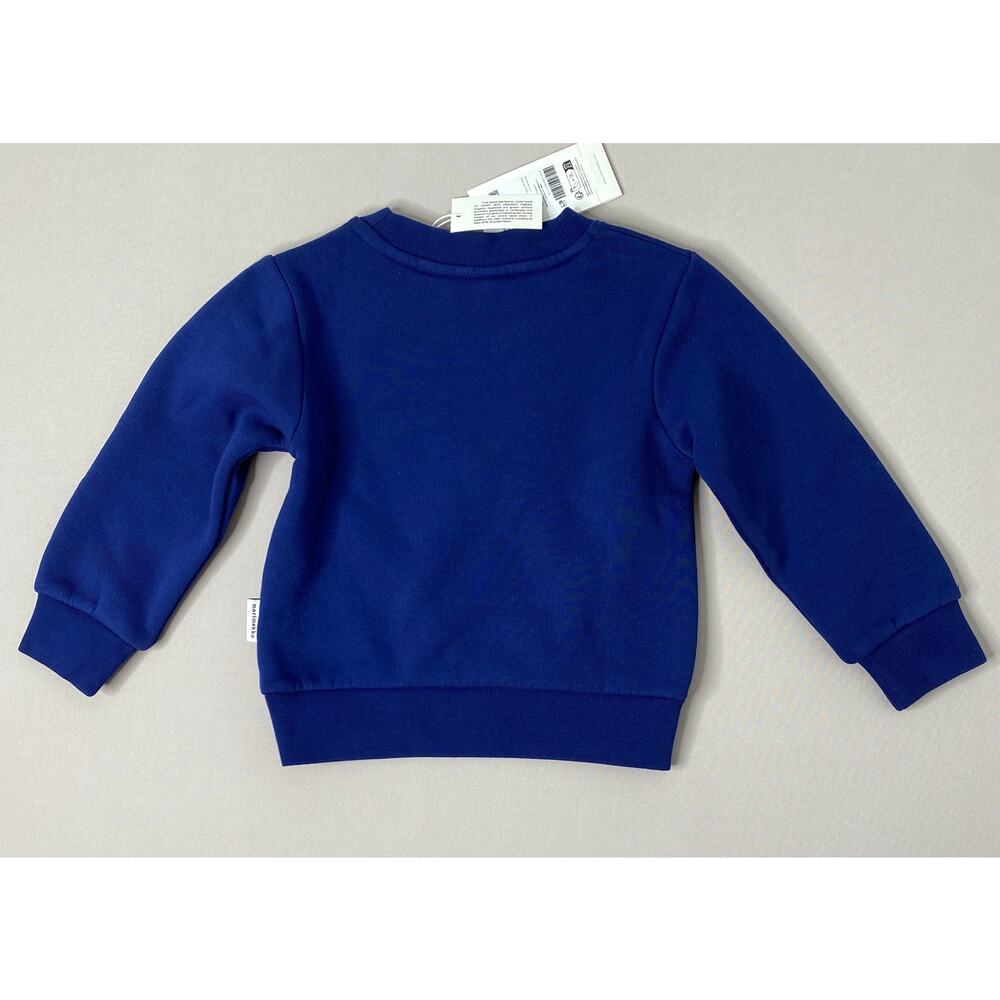 NWT Marimekko Navy Flower Sweatshirt Halli Unikko Placement 92/98 2T (~24 Mo) - Picture 4 of 7